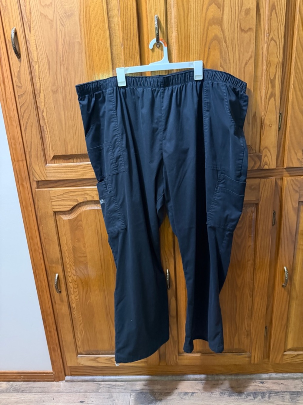 Cherokee Size 5X Black‎ Men's Cargo Pants with Elastic Waist